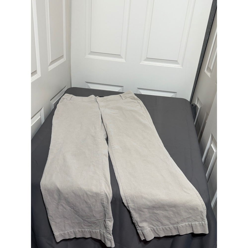 Venezia Womens 16 Corduroy Pants Beige Cream Wide Leg Cotton Blend Stretch